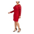 thumbnail image 3 of Jump Apparel Womens Floral Bodycon Sheath Dress Red 1X, 3 of 4