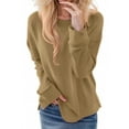 thumbnail image 2 of Lovskoo Sweatshirts for Women Crewneck Long Sleeve Loose Fit Tops Solid Color Tunic Pullover Fashion 2025 Coffee M, 2 of 9