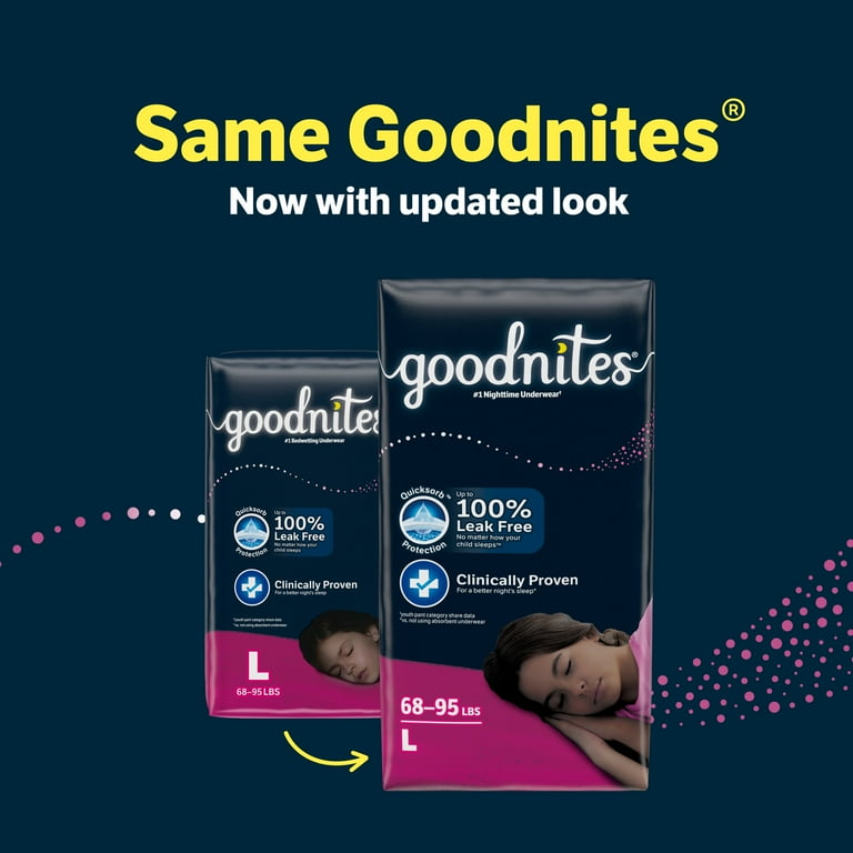 Goodnites Bedwetting Underwear for Girls, L (68-95 lbs), 11