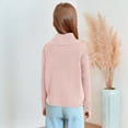 thumbnail image 3 of Girls Full Zip Ribbed Knit Cardigan Sweater with Stand Collar Long Sleeves Casual Outerwear for Kids, 3 of 6