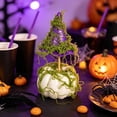 thumbnail image 4 of Mini Halloween Witch Hat Pumpkin Ornament Realistic Grinning Fake Foam Pumpkin Decor for Dining Table Fireplace Mantel Shelf Cabinet Holiday Fall Party Centerpiece, Halloween, Green, Style A, 4 of 6