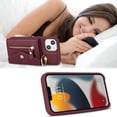 thumbnail image 4 of for iPhone 14 Case Wallet with Strap for Women - Crossbody Lanyard,Zipper Pocket,Credit Card Holder,Ring Stand - RFID Blocking Phone Wallet Case for iPhone 14(6.1 inch,Wine Red), 4 of 18