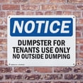 thumbnail image 4 of (2 Pack) Dumpster For Tenants Use Only OSHA Notice Sign 24 Inch X 18 Inch Plastic Sign, Weather Resistant, UV Protected for Workplace, Business, and Construction Site, Made in the USA, 4 of 8