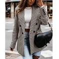 thumbnail image 3 of MRULIC coat for women Women Vintage Button Down Fashion Lapel Collar Double Breasted Flap Detail Plaid Blazers Women's Fleece Jackets Coats Black + L, 3 of 9