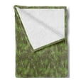 thumbnail image 2 of Jungle Foliage Soft Flannel Fleece Blanket, Continuous Tropic Pattern with Outline Leaves and Palm Trees Print, Cozy Plush for Indoor and Outdoor Use, 50" x 70", Taupe and Lime Green, by Ambesonne, 2 of 5