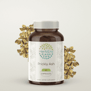 HerbEra Prickly Ash Capsules, Herbal Dietary Supplement for Digestive Support, Prickly Ash (Zanthoxylum Clava-herculis) Dried Bark Capsules, Natural, 60 Capsules