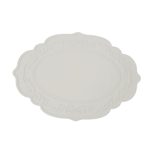 Mantel individual de mesa antideslizante, portátil, resistente al aceite, resistente al calor Gris claro