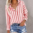 thumbnail image 2 of Kukoosong Button Down Stripe Print Shirts for Women Turndown Collar Shirt Business Casual Work Tops, 2 of 5