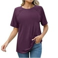 thumbnail image 1 of Plebaso T-Shirts pour Femmes Manches Courtes Col Rond T-Shirts d'Été Décontractés Basiques, 1 of 7