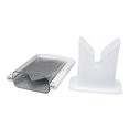 thumbnail image 2 of Cortador de bagels de plástico blanco, máquina rebanadora de pan manual con protector de seguridad y mango de fácil agarre para rebanar pan., 2 of 14