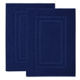 thumbnail image 1 of Alfombra de baño con estampado de plumas y puntadas, 100% algodón, color azul marino, 1 of 9