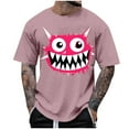 thumbnail image 2 of Mens Shirts Printed Short Sleeve Casual Round Neck T-shirt Top Pink S T-shirts for Men, 2 of 4