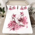 thumbnail image 2 of Castle Fairy Watercolor High Heels Queen Sheet Sets,Chic Floral Flower Rose Bed Set, 2 of 7