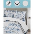 thumbnail image 3 of Full Size Quilt Bedding Set, Blue Merry Christmas Reversible Summer Quilt 3 Pieces, Xmas Tree Snowman Eucalyptus Wood Lightweight Bedspreads Coverlets with 2 Pillow Shams for All Seasons, 3 of 5
