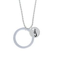 thumbnail image 2 of Delight Jewelry Acrylic 1 1/2" Ring Imitation Pearl Silvertone Script Initial Disc - J - Charm Necklace, 20"+3", 2 of 4