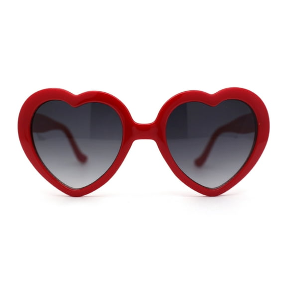 Iconic Large Bubble Heart Shape Cute Plastic Sunglasses Red Smoke