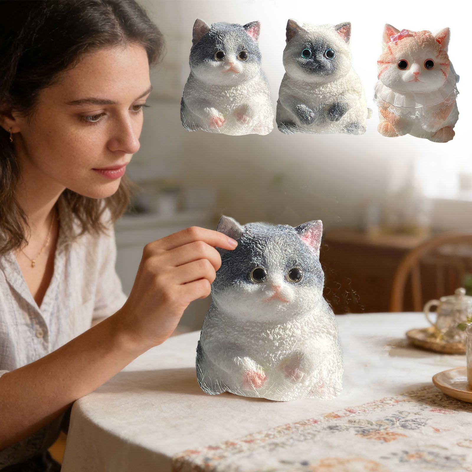 Gray Big Squishies Cat Toy, Handmade Large Cute Soft Cat Funny Squeeze Toys for Stress Relief, Cat Shaped Squishies Toys,Cat Toy pet Simulation Cut cat Pinch Toy,A