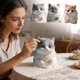 thumbnail image 5 of Juguete antiestrés con forma de gato | Pelota antiestrés DIY para adultos y niños | Juguete suave y kawaii con forma de gato | Juguete para apretar de 20 cm para el hogar, la oficina y los viajes, 5 of 7