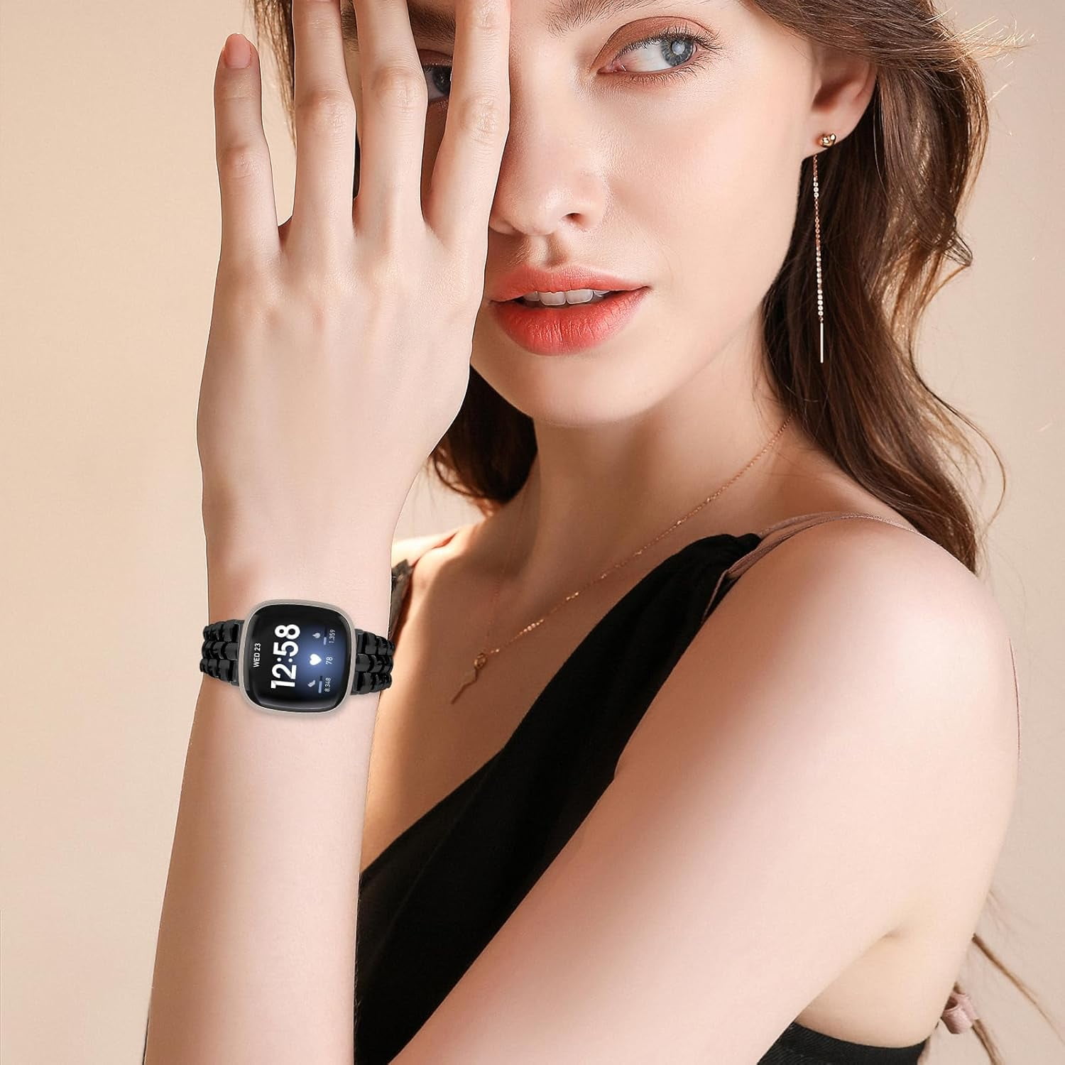 REQO Metal Bands Compatible with Fitbit Versa 4/Versa 3/Sense 2/Sense, Women Replacement Wristband