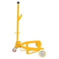 thumbnail image 2 of Dolly, 55 Gallon Drum Dolly, 1200lbs capacity, with 2 fixed PU Wheels and 1 swivel wheel - Low Profile Steel Oil Drum Caddy Oil Barrel Drum Roller Hand Cart, Yellow Hand Truck,Steel Furniture Dolly, 2 of 12