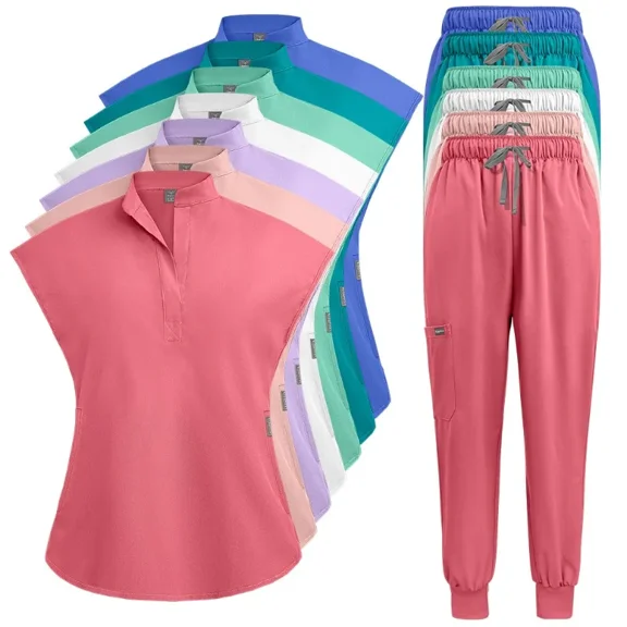 Female Doctors Preferred Summer Operating Room Thin Short Sleeve Stretch Quick Dry Scrub Suit for Beauty Salon Nurses Too
