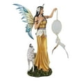 thumbnail image 3 of Large Fairy  Holding Dreamcatcher With Grey Wolf Statue, 3 of 11