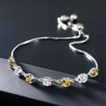 thumbnail image 4 of Gem Stone King 925 Sterling Silver Yellow Citrine and White Moissanite Infinity Links Bracelet for Women (2.27 Cttw, Round 4.5MM, Fully Adjustable up to 9 inch), 4 of 5