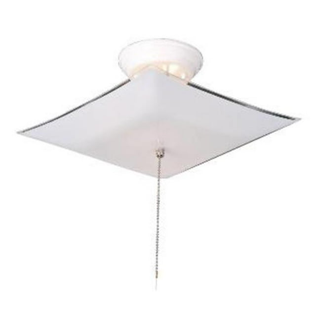 Design House 517805 2-Light White Square Glass Ceiling Mount with Chain- White Finish