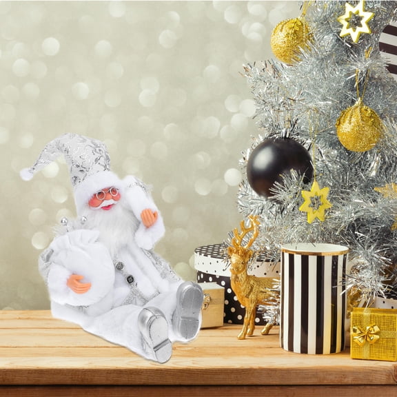 FELTECHELECTR White Resin Santa Claus Christmas Ornament Desktop Decor 1 Pc