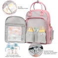 thumbnail image 3 of Mochila para pañales AOMAY Mommy Bag de viaje de gran capacidad, color rosa, 3 of 7