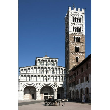 Horse Drawn Carriage Crossing the Piazza San Martino, Lucca, Tuscany, Italy, Europe Print Wall Art By James