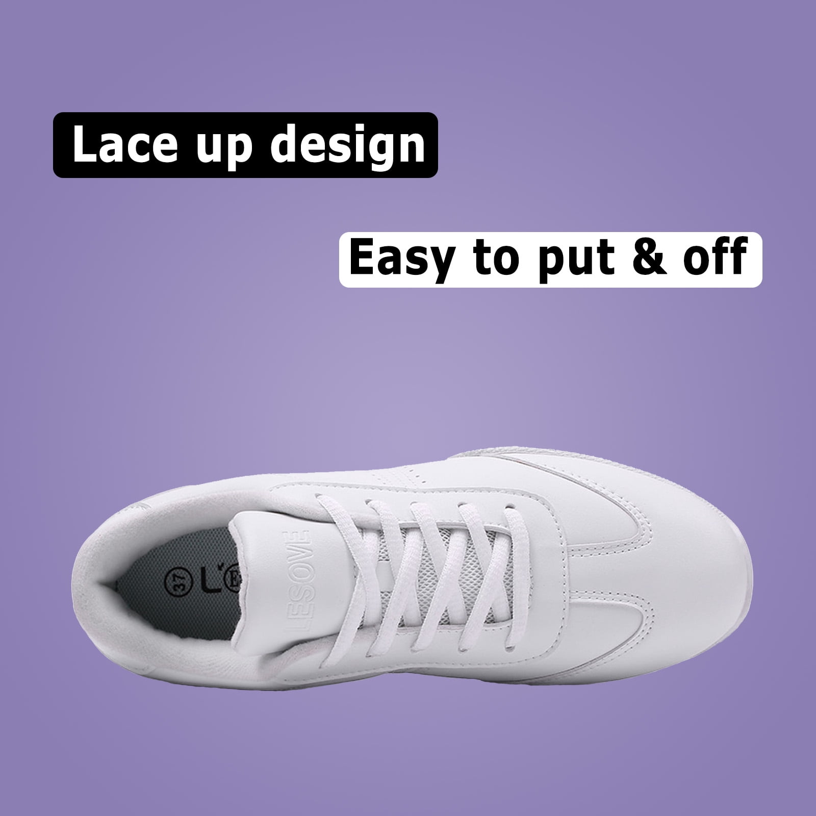 CERYTHRINA Womens Cheer Dance Shoes Girls Cheerleading Competition Sports Athletic Sneakers White 42