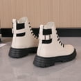 thumbnail image 4 of NECHOLOGY Botas Mujer Zapatos Botines de mujer Moda mujer cuero artificial Color sólido otoño suela gruesa tacones cuadrados con cordones botines cortos zapatos de punta redonda (A, 8), 4 of 6