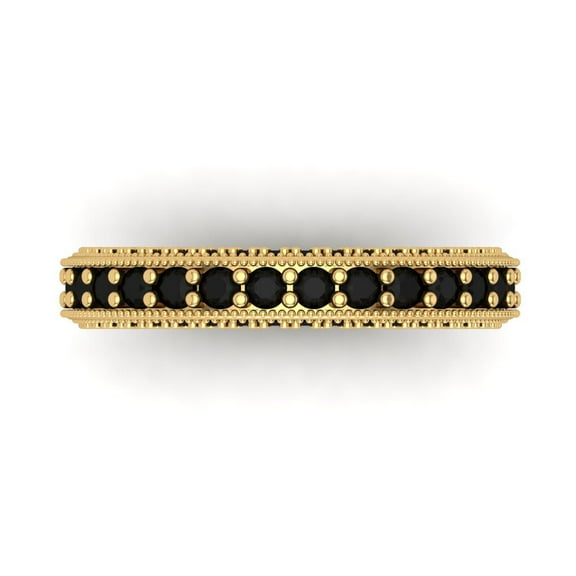 1.44 ctw Wedding Band for Women - 18K Yellow Gold Natural Onyx Stackable Eternity Ring