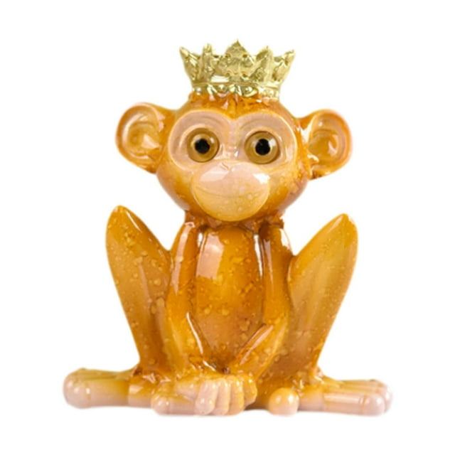 Estatua de mono de yoga, figura de resina, recuerdo, regalo, adorno coleccionable decorativo. Con corona