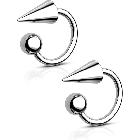 G23 Titanium Lip Rings Surgical Steel Snake Bite Lip Jewelry 16g Spike Labret Rings 8mm 10mm 12mm Horseshoe Conch Hoop Earrings 16 Gauge Conch Piercing Jewelry 8mm-2pcs