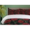 thumbnail image 4 of Ambesonne Rose Duvet Cover Sets, Retro Petals Leaves Growth, 2-King, Ruby Hunter Green Black, 4 of 7