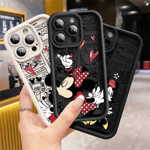 Disney Mickey Minnie Mouse Kiss Phone Case For iPhone 16 15 11 13 14 Pro Max 12 MINI 15 7 8 Plus 11Pro Soft Phone Shy Girl Cover For iPhone 7 8 White B|https://ae01.alicdn.com/kf/S600c2cc6a66746f1b151