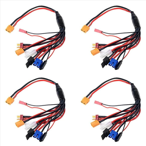 4X Ocho en RC Lipo Cargador de BateríA Cable Divisor Conector Adaptador Enchufe A JST T Enchufe EC3 Futabas Tamiyas