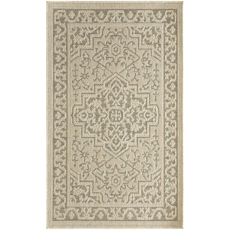 Nourison Home Tulum 2' x 3' Taupe Olive Outdoor Rug