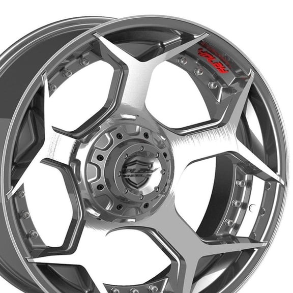 22" 4PLAY Wheel fits Ram-Dodge-Jeep-GM-Ford - 4P50 Brushed Gunmetal Rim 22x10