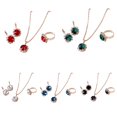 thumbnail image 3 of Women Circle Rhinestone Necklace Earrings Ring Pendants Jewelry Set-Lake Blue, 3 of 5
