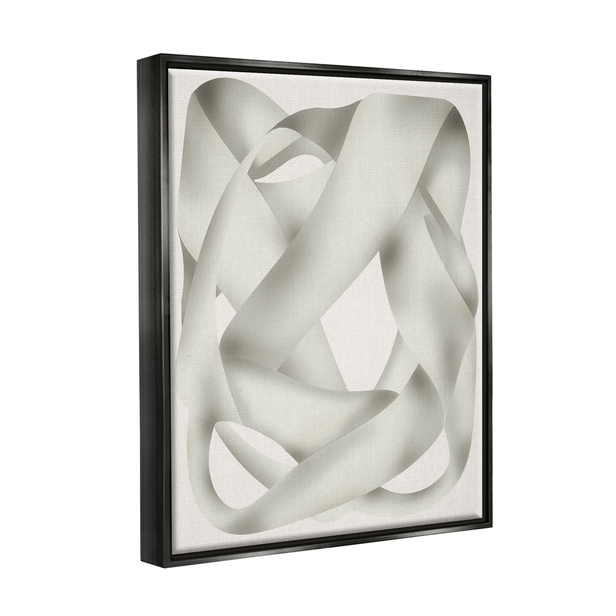 Stupell Industries Intertwining Abstract Shape Abstract Painting Black Floater Framed Canvas Art Print Wall Art, 17 x 21