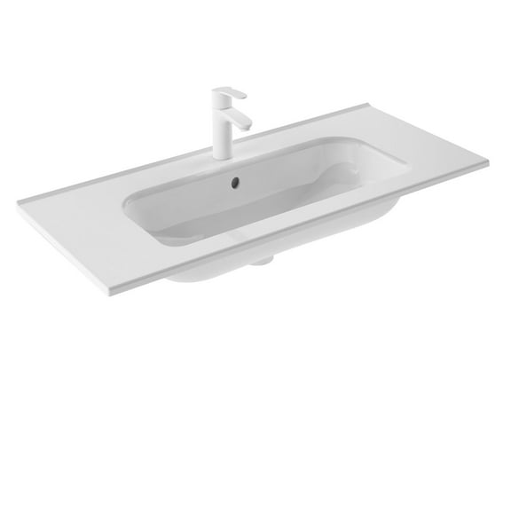 Ws Bath Collections Slim 100 Slim 39-3/8" Rectangular Ceramic Drop In Bathroom Sink -