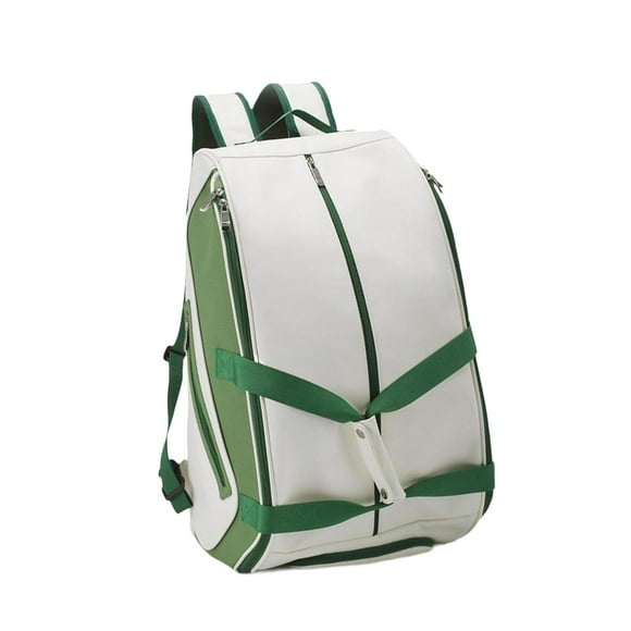 koolsoo Pickleball Backpack Handbag Large Capacity Tennis Bag for Outdoor Activities White and Green