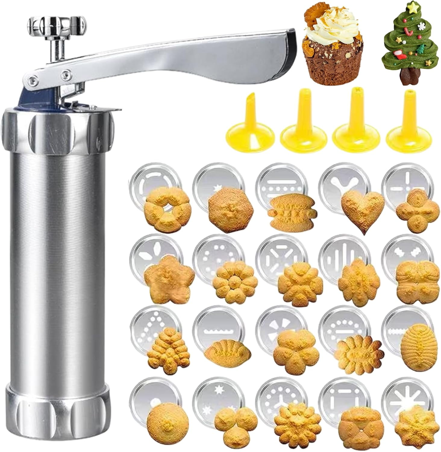 25-Piece Biscuit Maker Cookie Press Set - Pump Shaper For Cake & Cookie Decorating