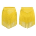 thumbnail image 3 of inlzdz Women's Dance Skirt Elastic Waistband Tiered Tassels Skirts for Latin Salsa Competition Yellow L, 3 of 4