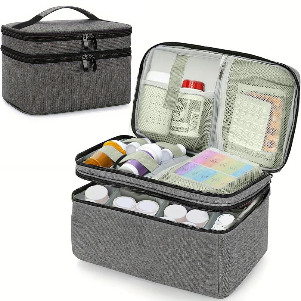 Feltree Medications Storage Bag with Portable Small Bag Home First Aid Kit for Emergency Medicant Storage Double Layer Medication Storage Bag