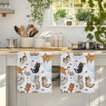 Cat Kitchen Towels Set of 3, Funny Cute Fish Leaves Bubble Absorbent ...