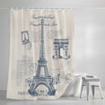 thumbnail image 4 of France Towers Shower Curtain Set, Waterproof Shower Curtains for Bathroom, Retro Hand-Painted Seal Architectural Art Washable Fabric Cloth Bath Curtain for Bathtub Decoration with Hooks 48x72 Inches, 4 of 9
